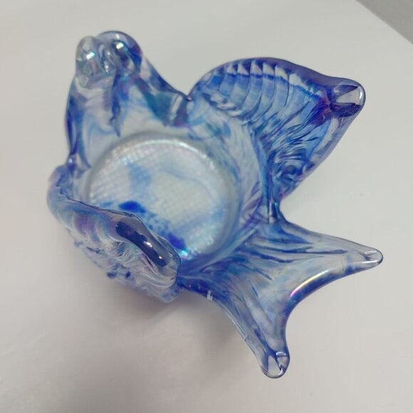 Chalet - Rossi Blue Carnival Irradato Glass Bomboniere Whimsey Handmade Canada - Picture 8 of 9